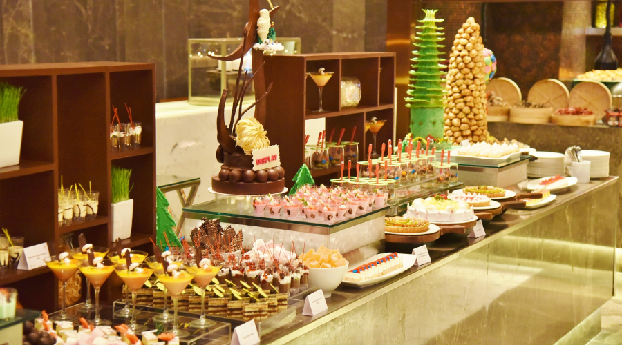 hotel's buffet display stands